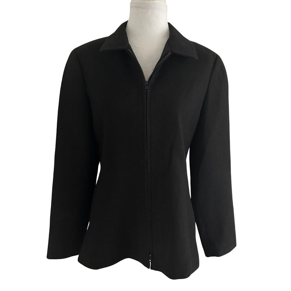 Oscar By Oscar De La Renta Black Wool Zipper Coat/ Jacket
